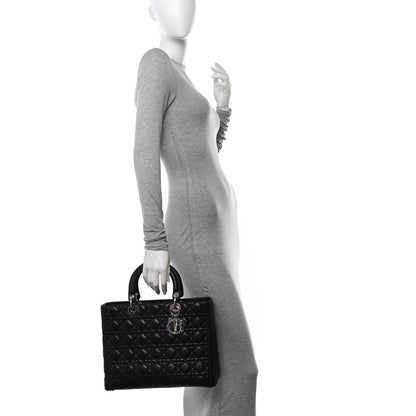Christian Dior Lambskin Cannage Large Lady Dior Black 2 of 15
