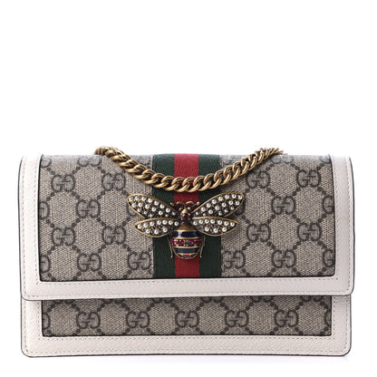 Gucci GG Supreme Monogram Web Queen Margaret Chain Wallet White 1 of 10