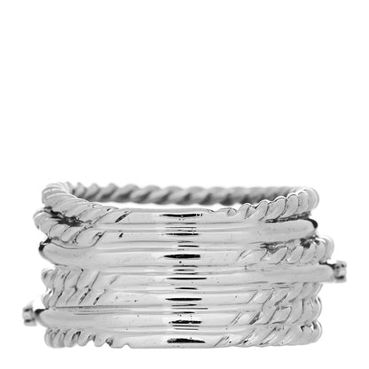 David Yurman Sterling Silver Diamond 11mm Wide Crossover Cable Ring 48 4.5 3 of 4