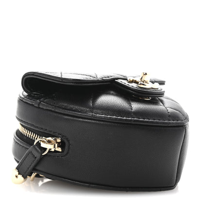 Chanel Lambskin Quilted CC In Love Heart Waist Belt Bag With Chain Black 8 of 9