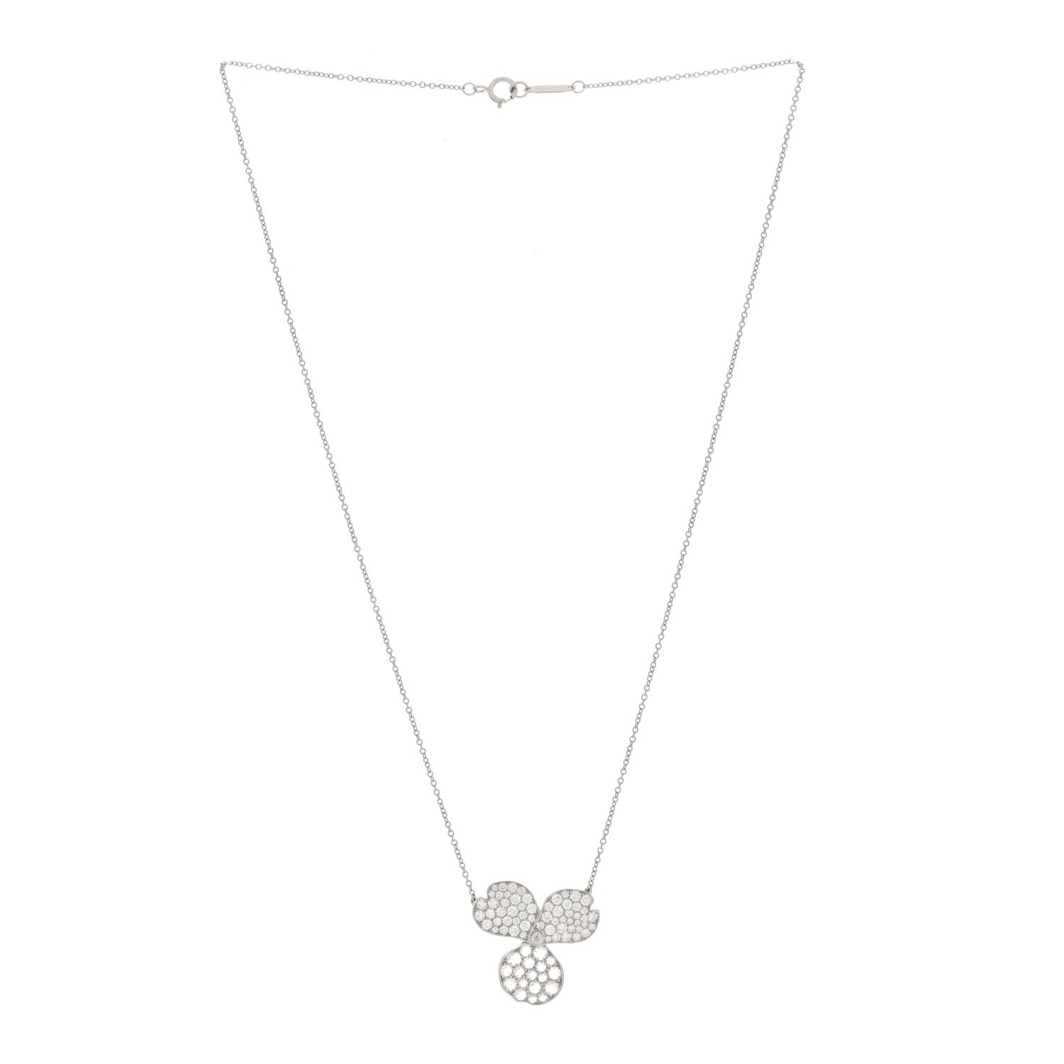 Tiffany Platinum Diamond Large Paper Flowers Pave Pendant Necklace 3 of 6