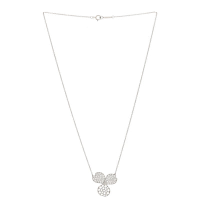 Tiffany Platinum Diamond Large Paper Flowers Pave Pendant Necklace 3 of 6