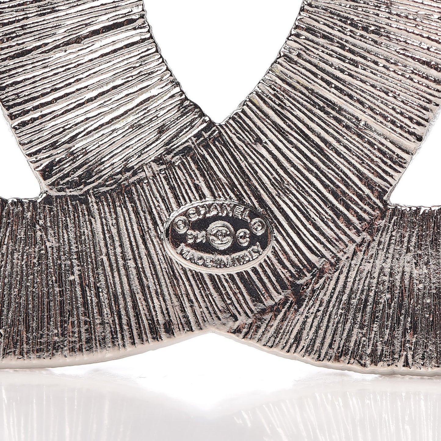 Baguette Crystal CC Brooch Silver