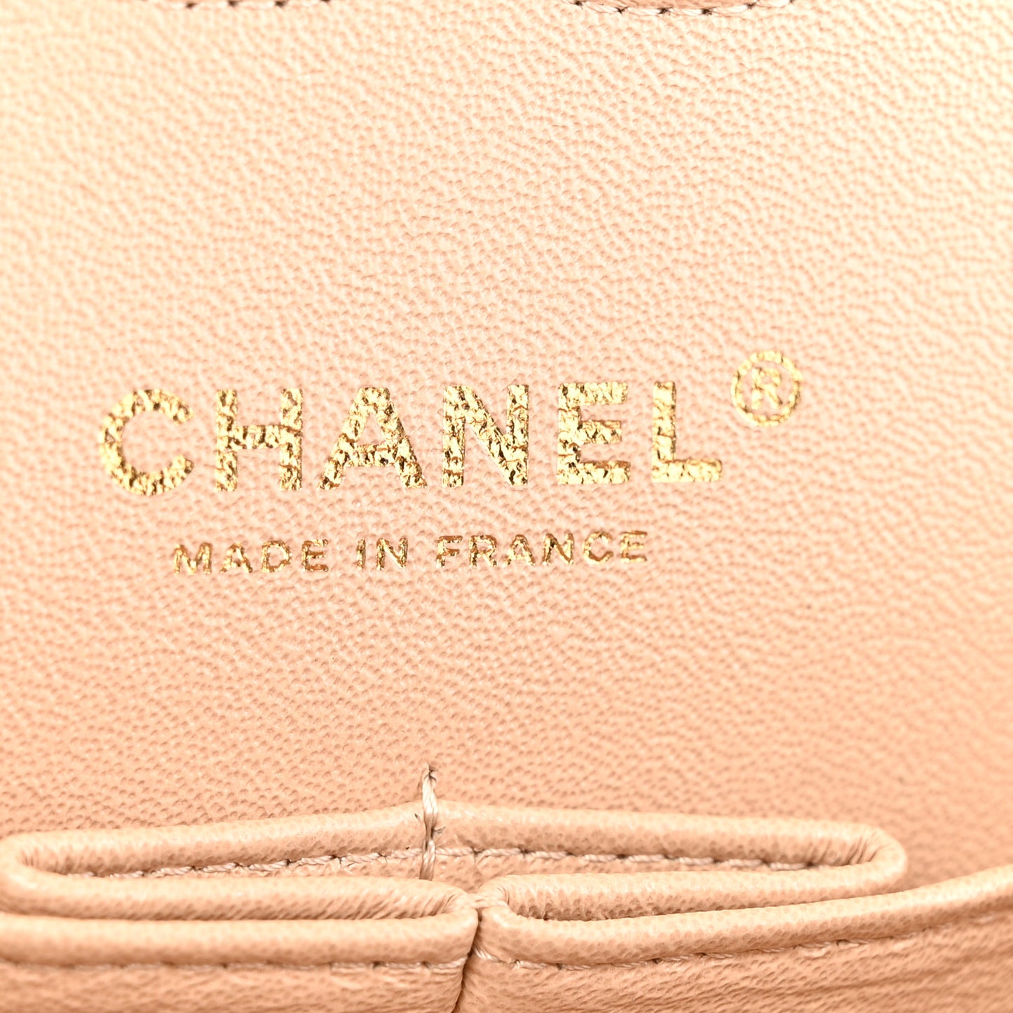 Iridescent Lambskin Quilted Medium Double Flap Beige