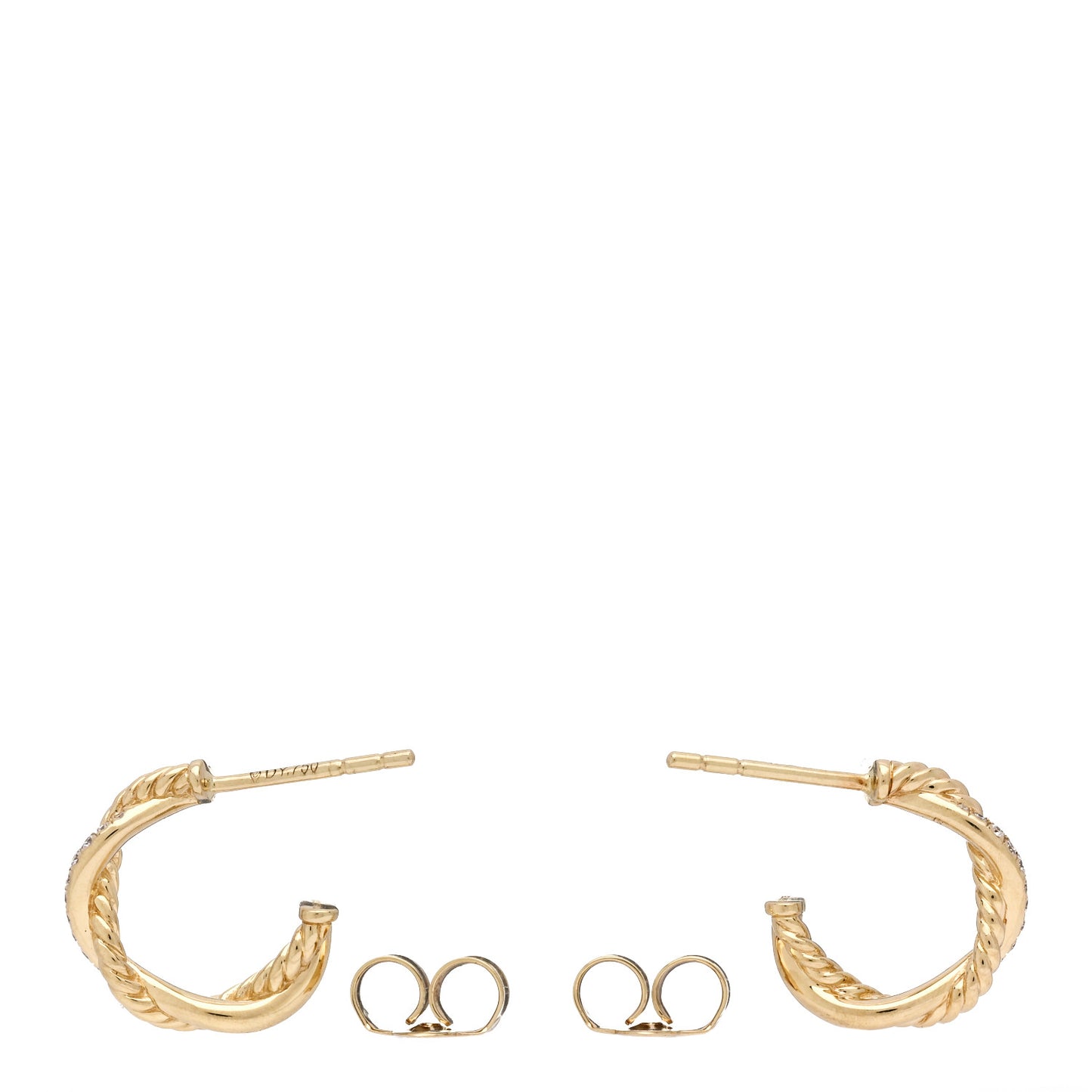 18K Yellow Gold Diamond Petite Infinity Huggie Hoop Earrings