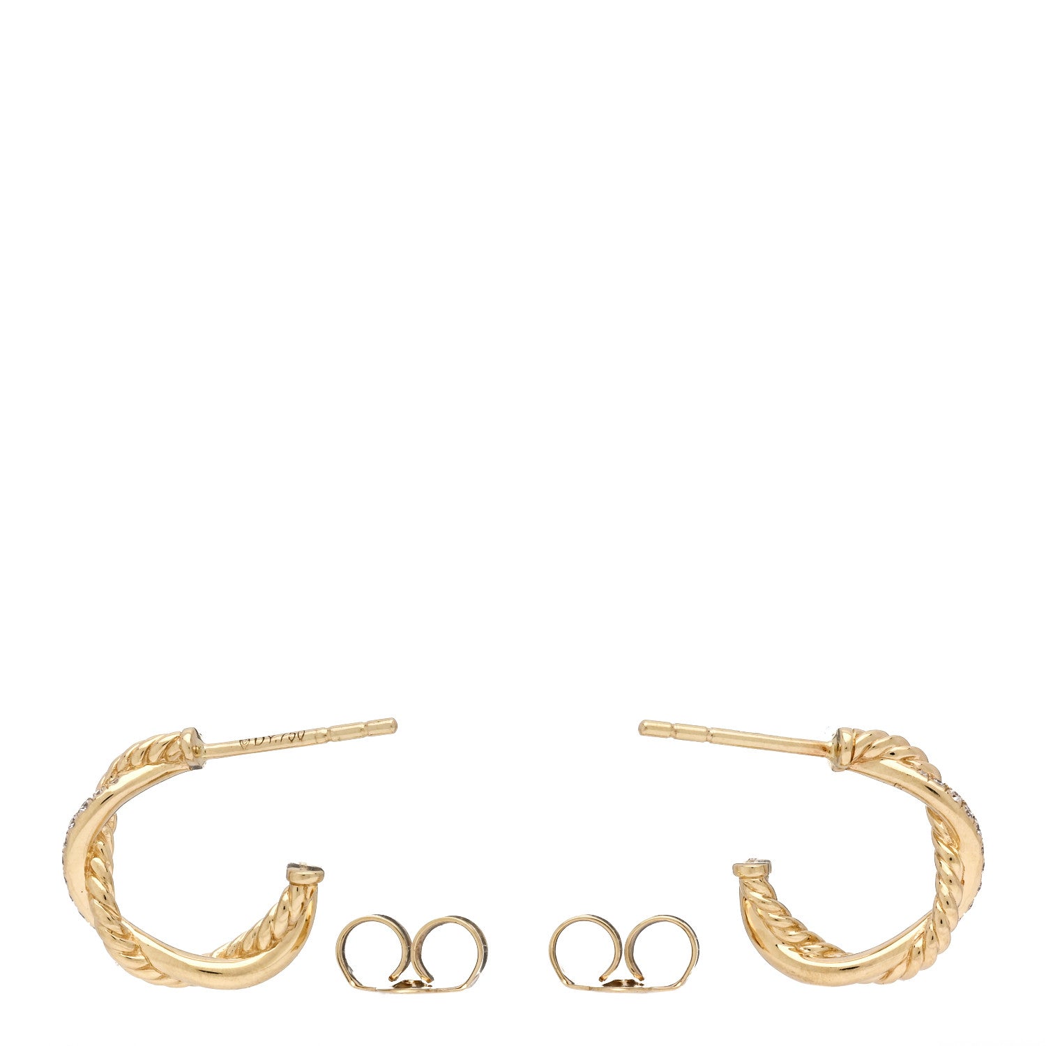 David Yurman 18K Yellow Gold Diamond Petite Infinity Huggie Hoop Earrings 3 of 4