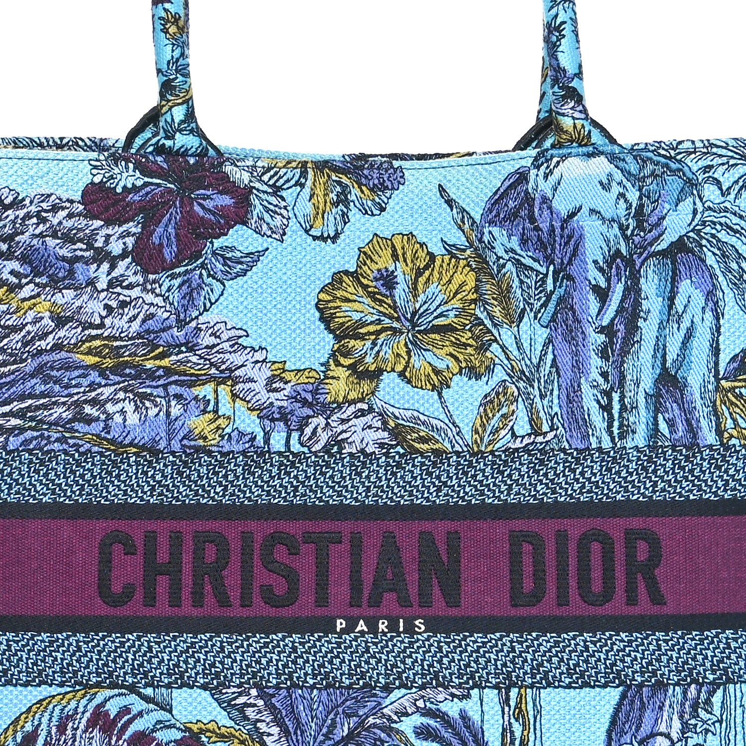 Christian Dior Canvas Embroidered Large Toile de Jouy Voyage Book Tote Celestial Blue 5 of 10