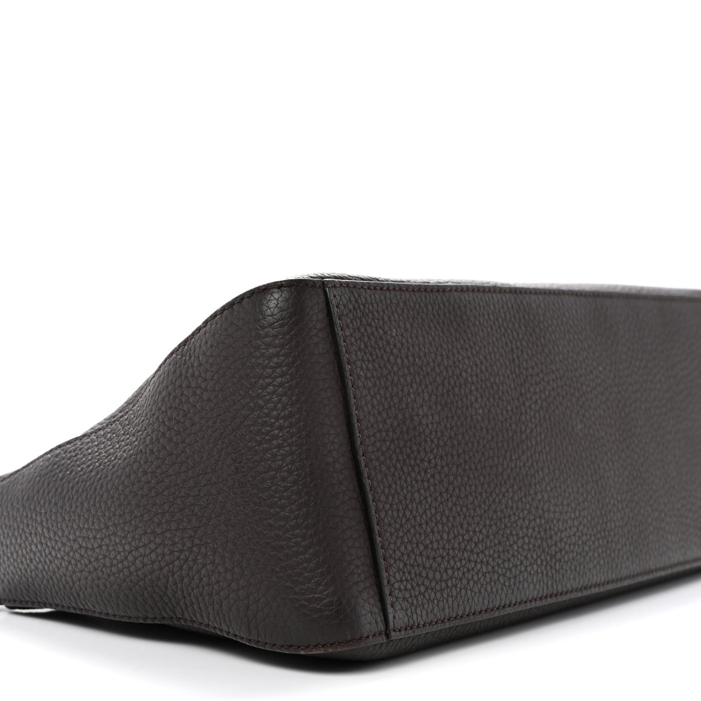 Grained Calfskin E/W Top Handle Bag Deep Brown