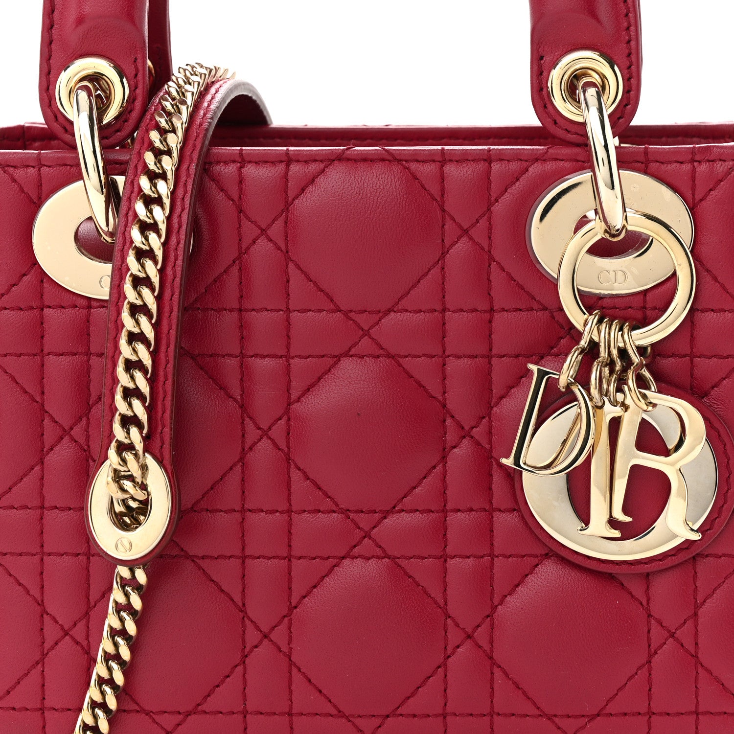 Christian Dior Lambskin Cannage Mini Lady Dior Red 8 of 11