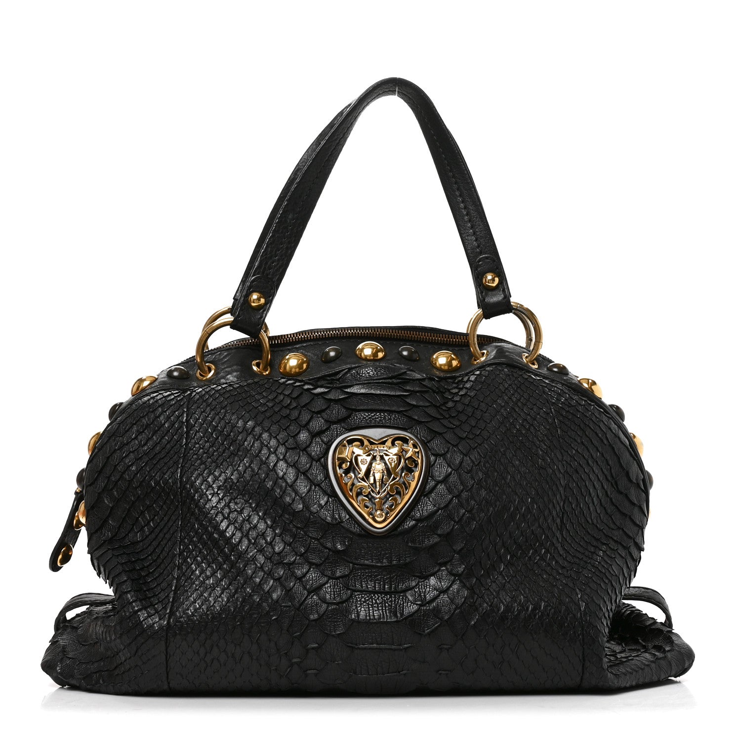 Gucci Snakeskin Large Babouska Dome Satchel Black 1 of 10
