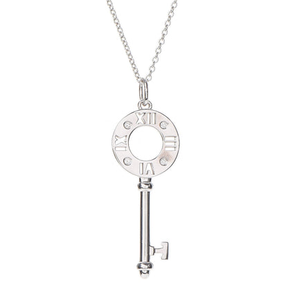Tiffany 18K White Gold Diamond Atlas Pierced Key Pendant Necklace 4 of 7