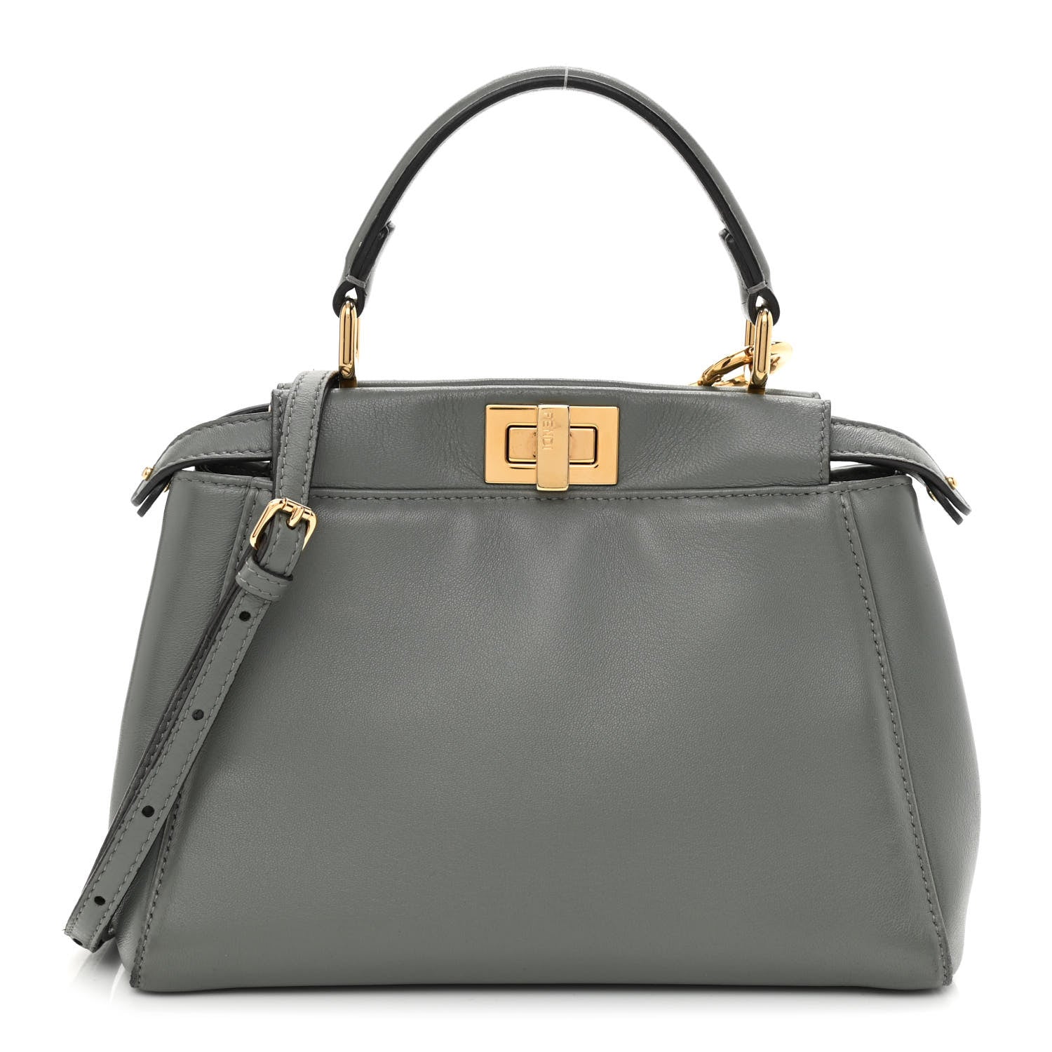 Fendi Nappa Mini Peekaboo Iconic Satchel Fumo 1 of 11