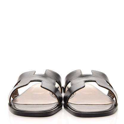 Hermes Box Calfskin Oran Sandals 40.5 Black 3 of 8