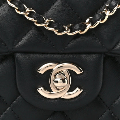Chanel Lambskin Quilted Mini Top Handle Rectangular Flap Black 9 of 12