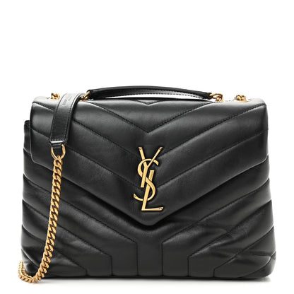 Saint Laurent Calfskin Y Quilted Monogram Small Loulou Chain Satchel Black 1 of 9