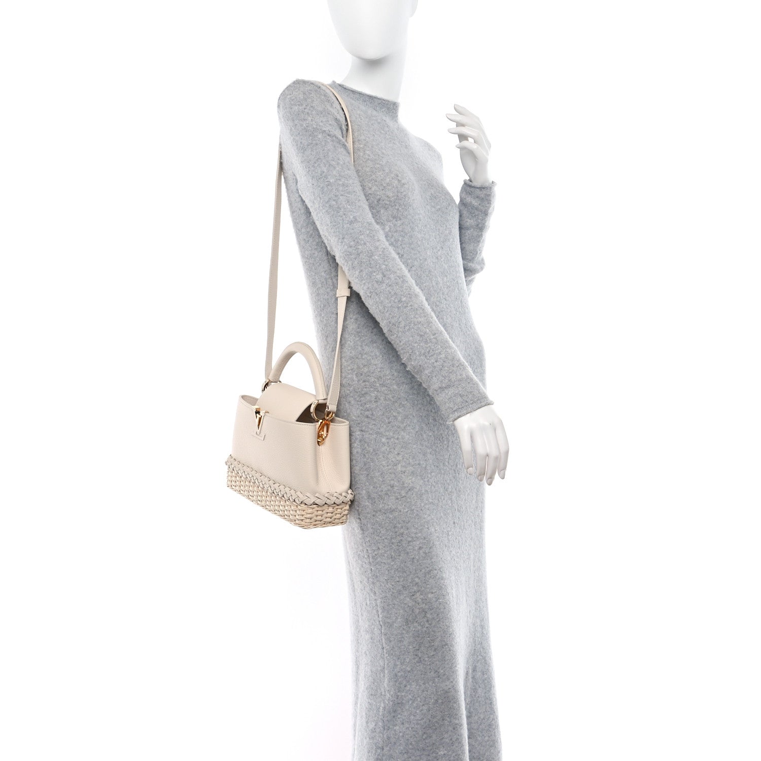 Louis Vuitton Rattan Taurillon Capucines BB Vanilla 2 of 9