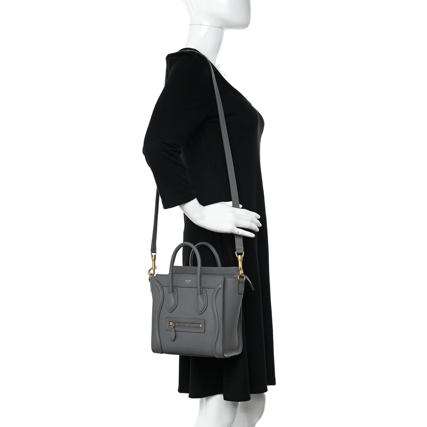 Drummed Calfskin Nano Luggage Kohl