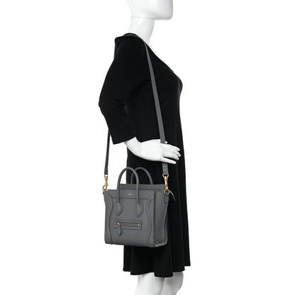 Celine Drummed Calfskin Nano Luggage Kohl 2 of 11