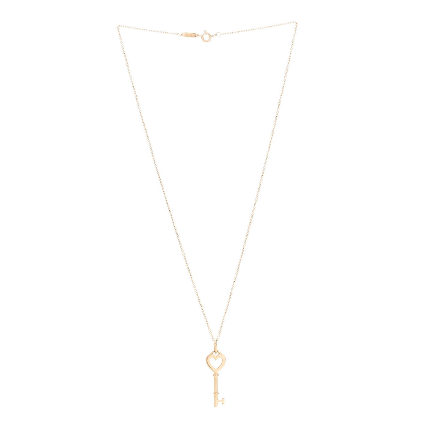 18K Yellow Gold Mini Heart Key Pendant Necklace