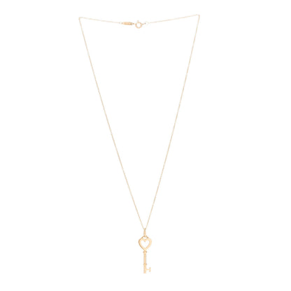 Tiffany 18K Yellow Gold Mini Heart Key Pendant Necklace 3 of 5