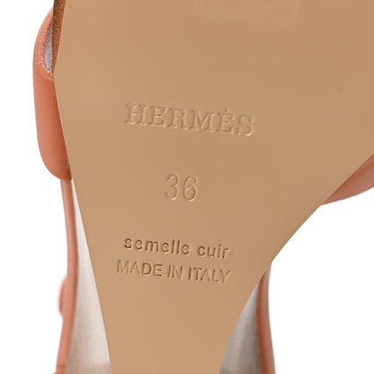 Hermes Calfskin Legend Wedge Sandals 36 Rouge Blush 7 of 10