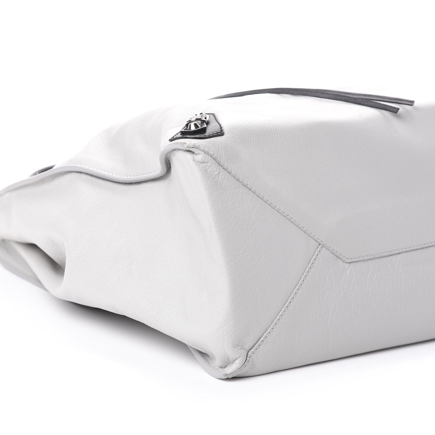 Supple Calfskin Bi-Color Papier A4 Tote White Black