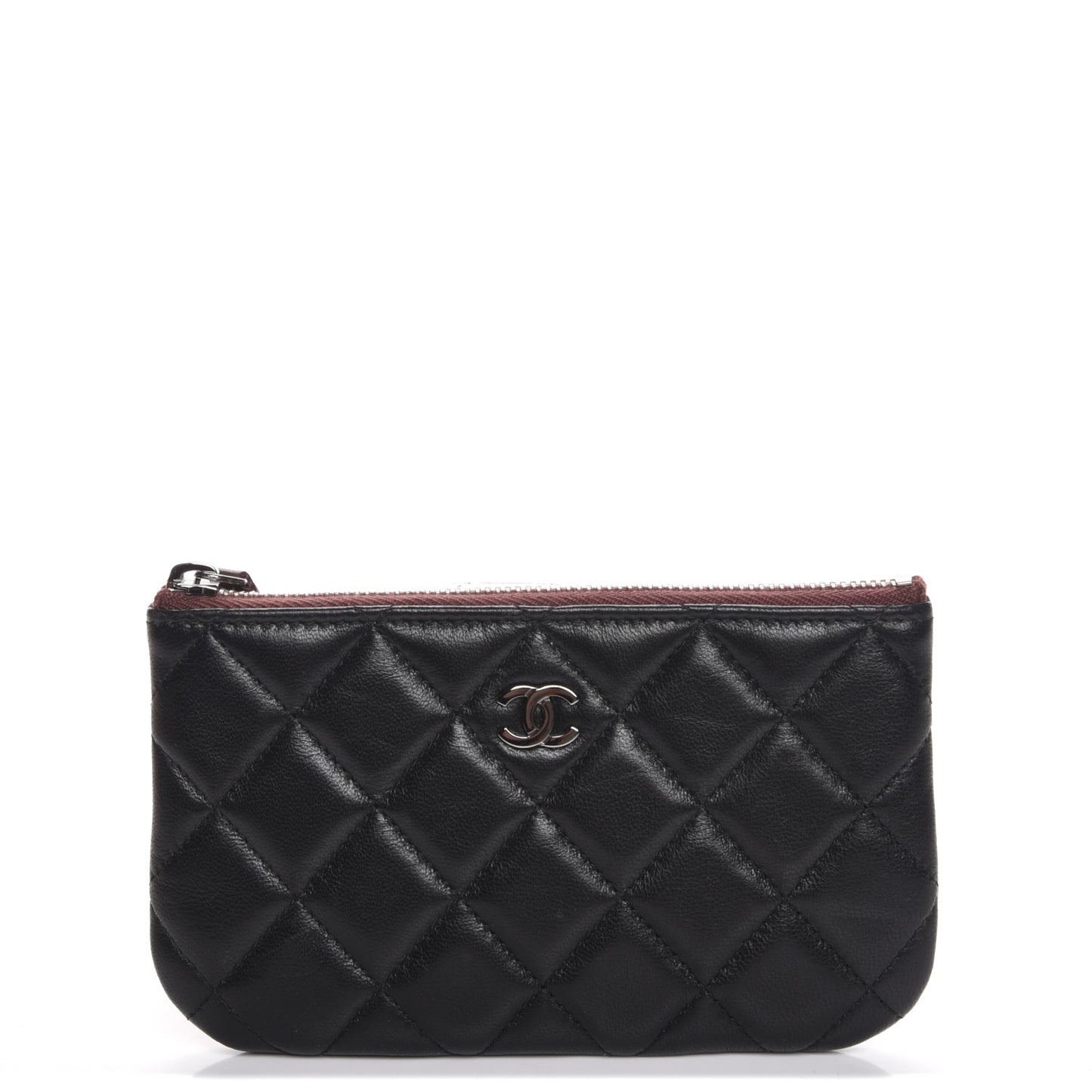 Lambskin Quilted Small Cosmetic Case Black