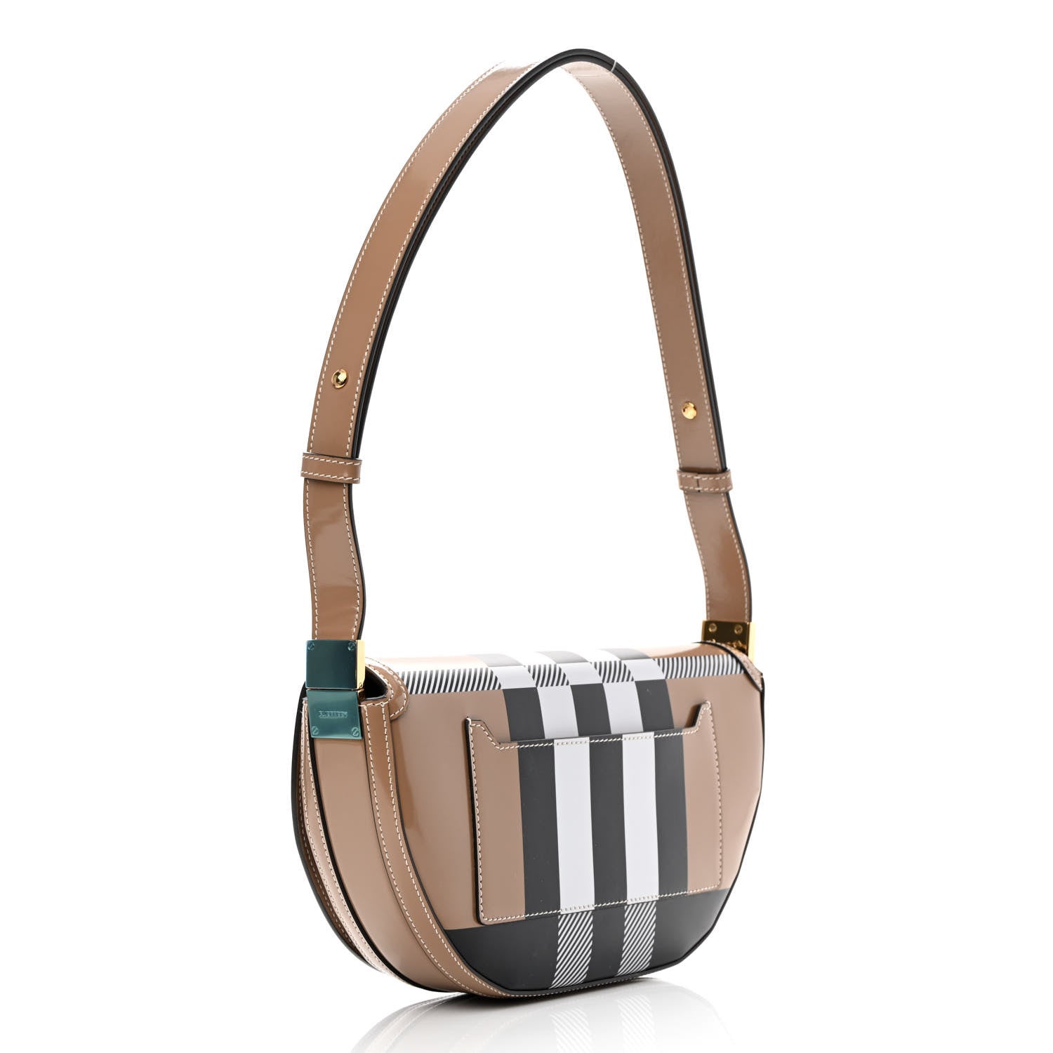 Burberry Calfskin Check Small Olympia Shoulder Bag Camel 3 of 9