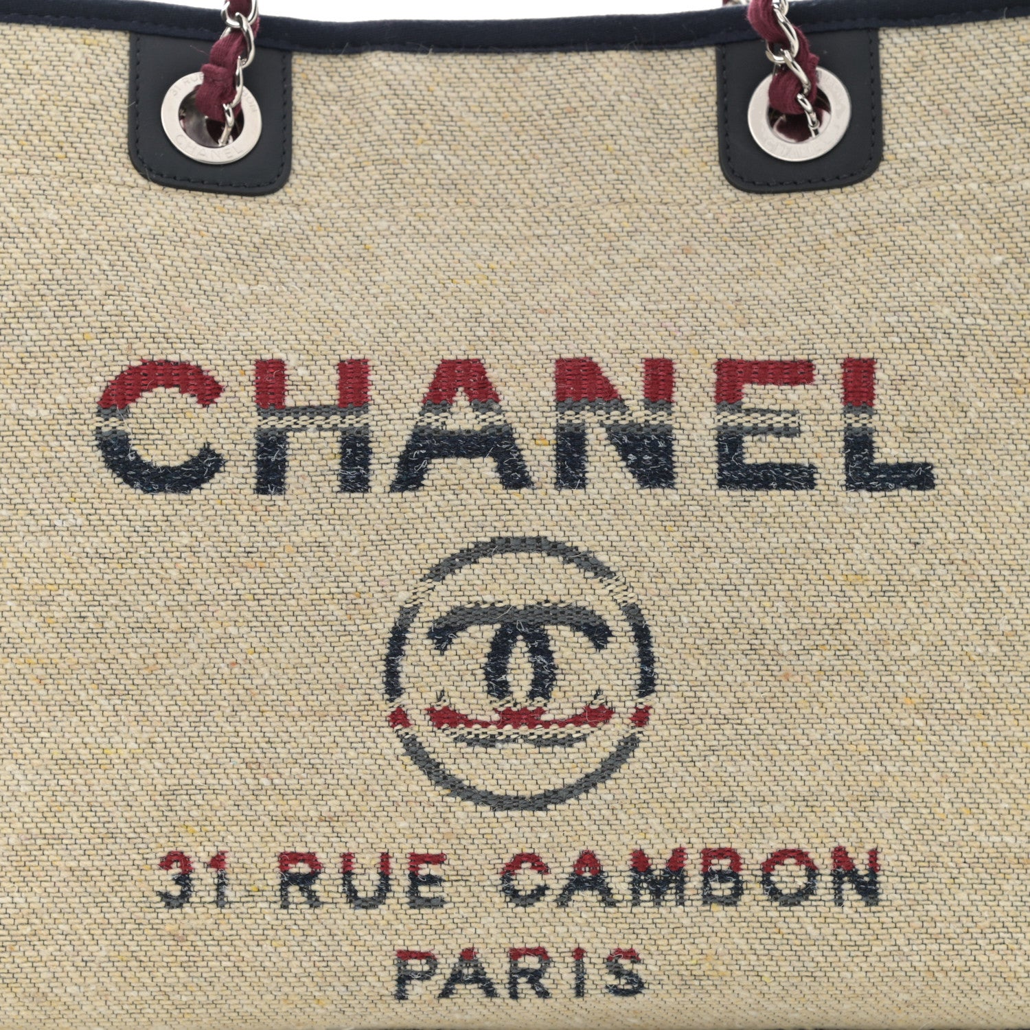 Chanel Striped Canvas Small Deauville Tote Beige 8 of 11