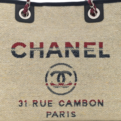 Chanel Striped Canvas Small Deauville Tote Beige 8 of 11