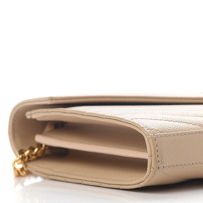 Saint Laurent Grain De Poudre Matelasse Chevron Monogram Chain Wallet Nude Powder 8 of 10