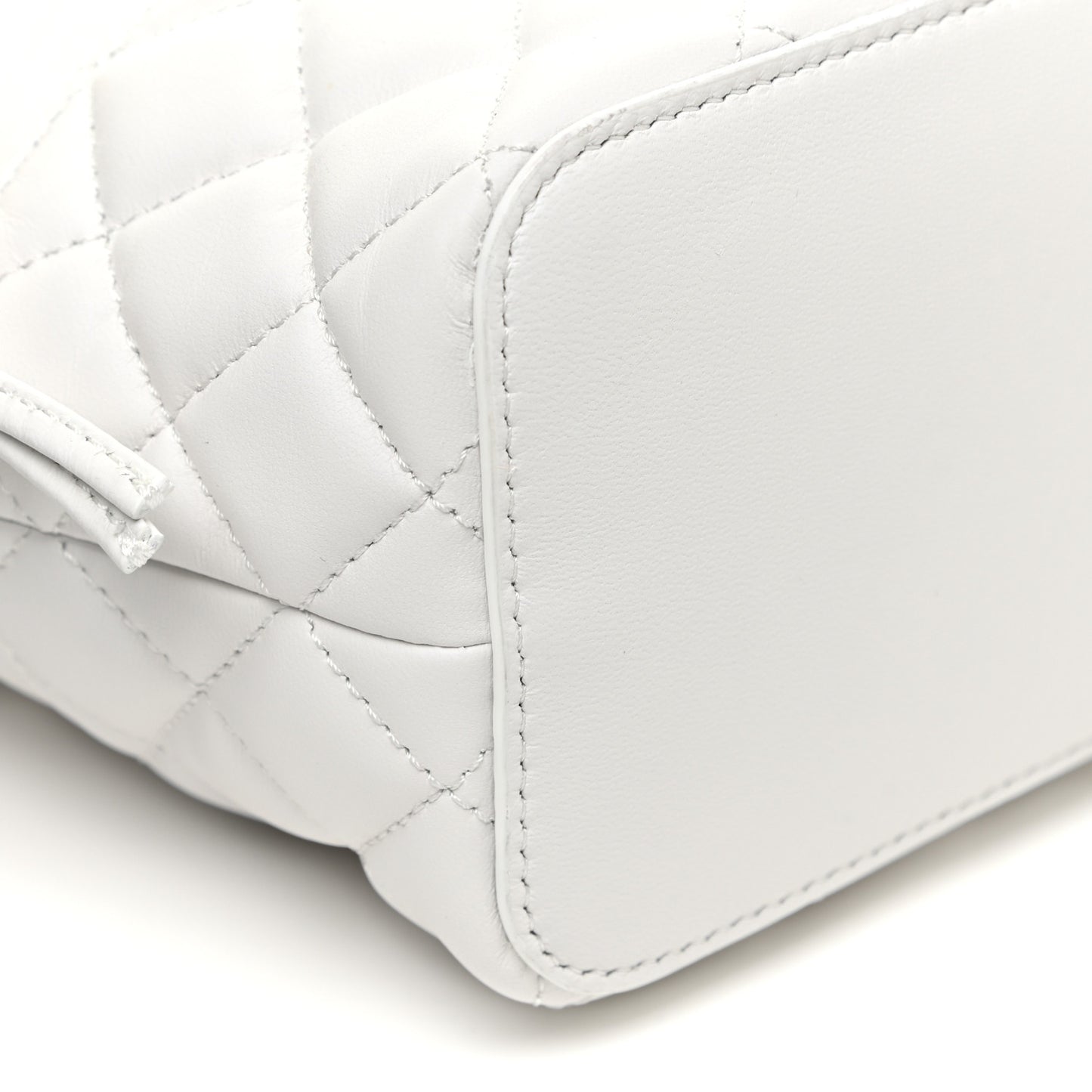 Nappa Quilted Medusa Bucket Bag White