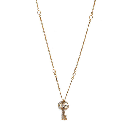 Gucci Crystal Key Pendant Necklace Gold 1 of 7