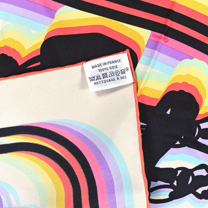 Hermes Silk Brides De Gala Shadow Pocket Square Creme Black Rose Fluo 3 of 4