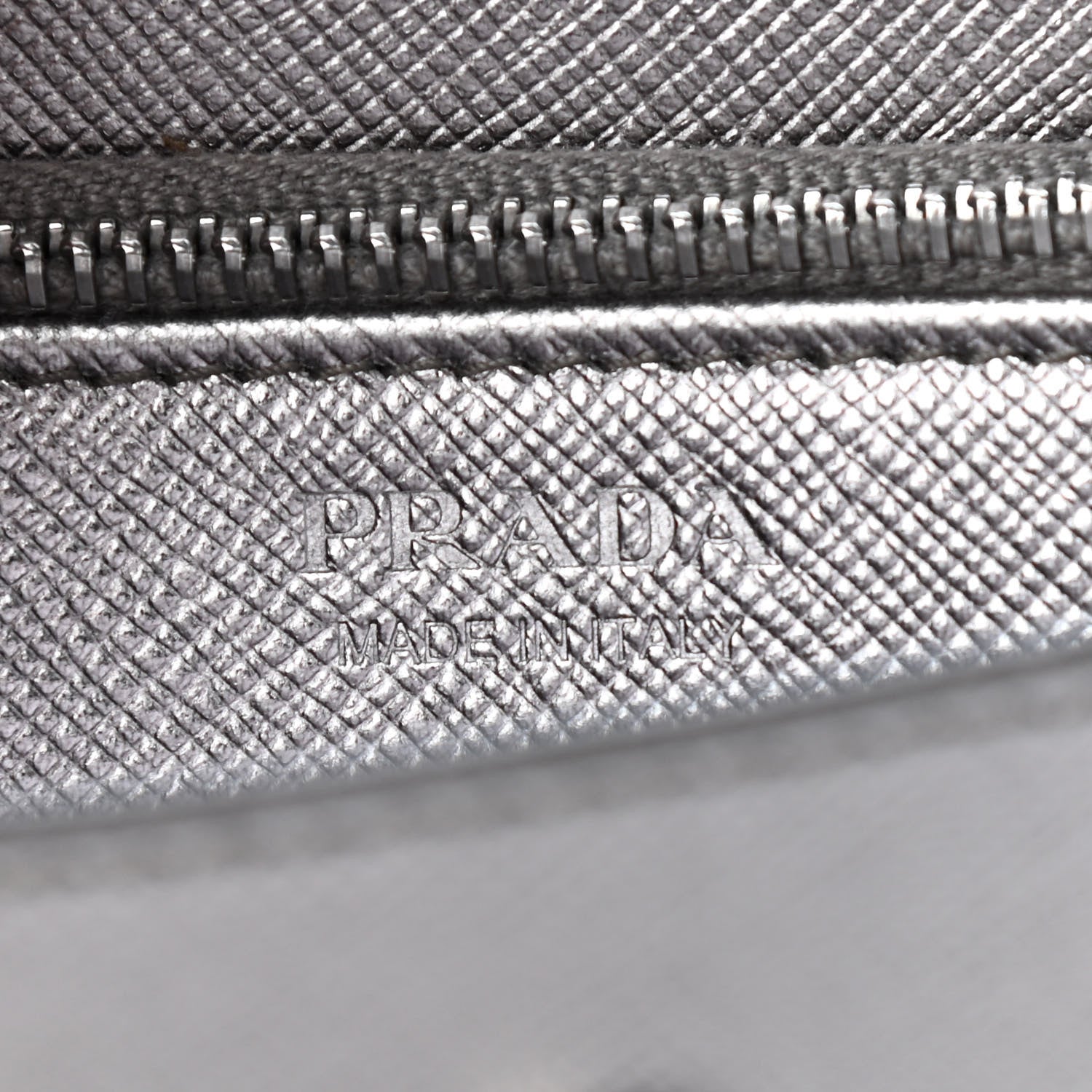 Prada Metallic Saffiano Mini Chain Wallet Cromo 6 of 8