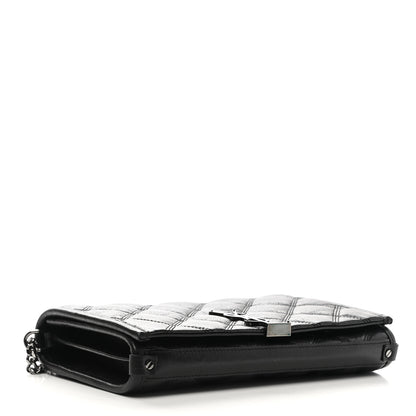 Saint Laurent Lambskin Diamond Quilted Becky Chain Wallet Black 4 of 9