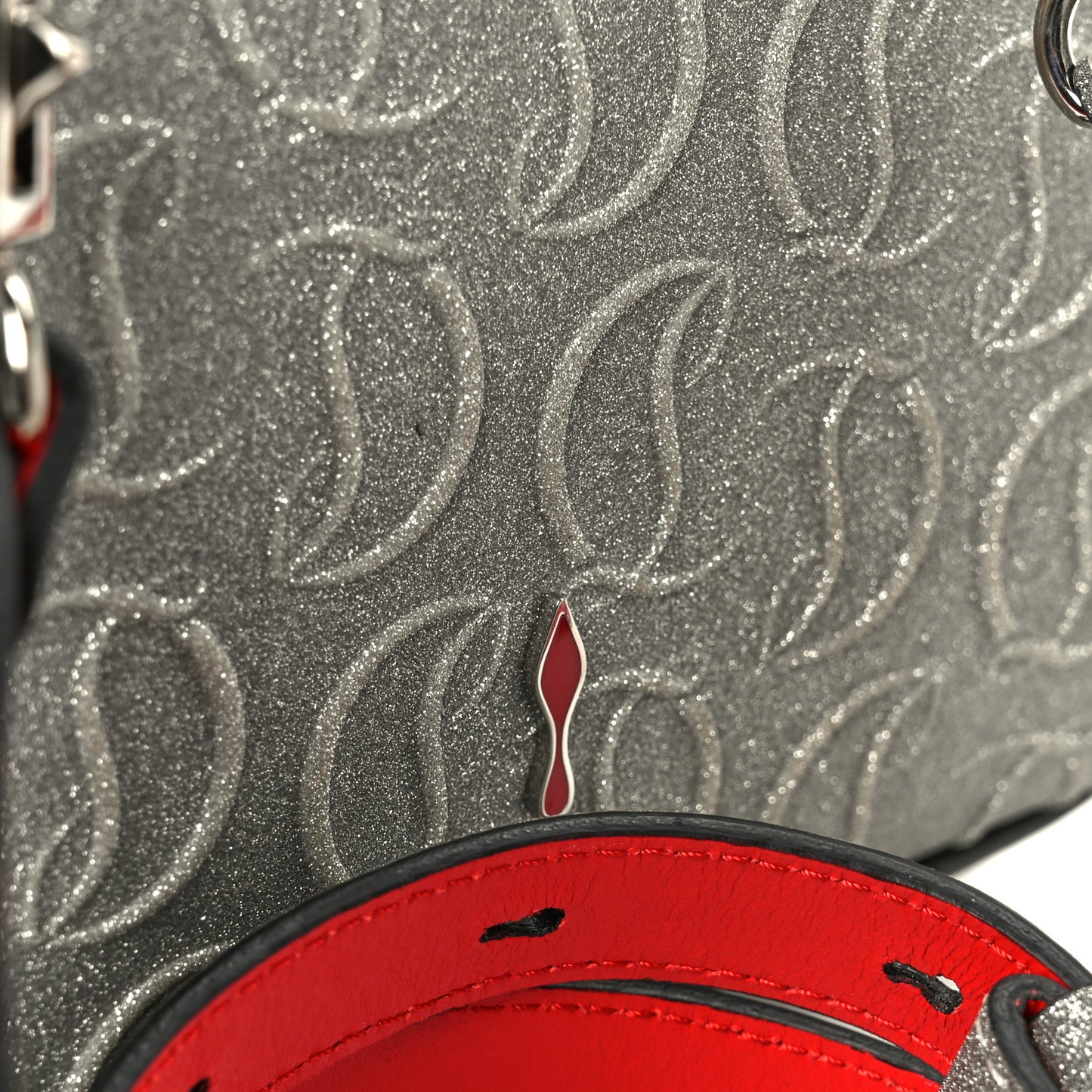 Glitter Calfskin Paloma Mini Empire Tote Silver