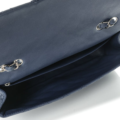 Chanel Washed Caviar Quilted Jumbo Single Flap Blue Roi 5 of 9
