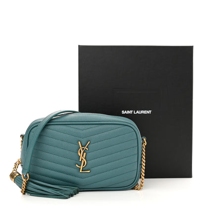 Saint Laurent Grain De Poudre Matelasse Monogram Mini Lou Camera Bag Blue Vert 11 of 11