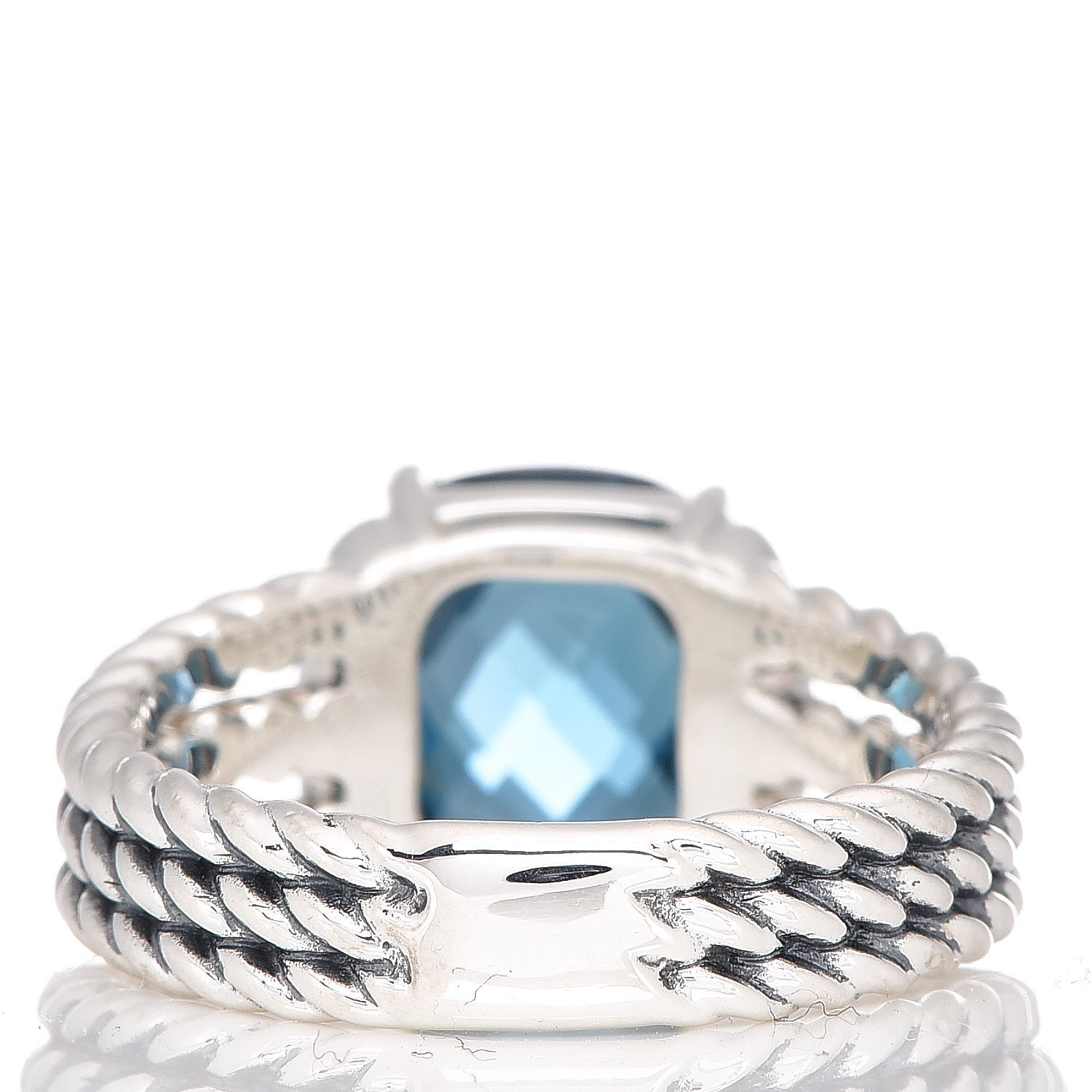David Yurman Sterling Silver Diamond Hampton Blue Topaz 10mm Petite Wheaton Ring 54 7 4 of 5