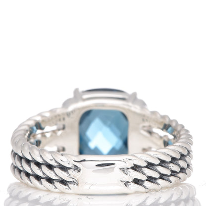 David Yurman Sterling Silver Diamond Hampton Blue Topaz 10mm Petite Wheaton Ring 54 7 4 of 5