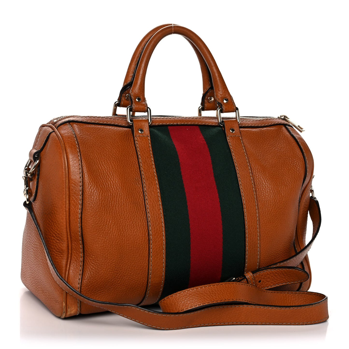 Calfskin Vintage Web Medium Boston Tobacco