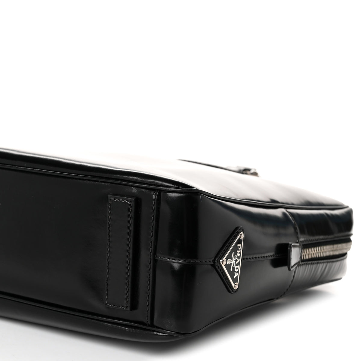 Spazzolato Large Zip Around Briefcase Black