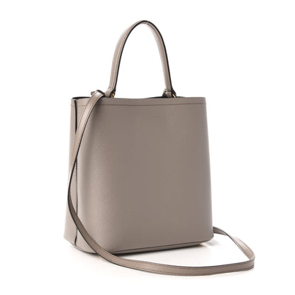 Prada Saffiano Cuir Medium Panier Bucket Bag Argilla Black 3 of 9