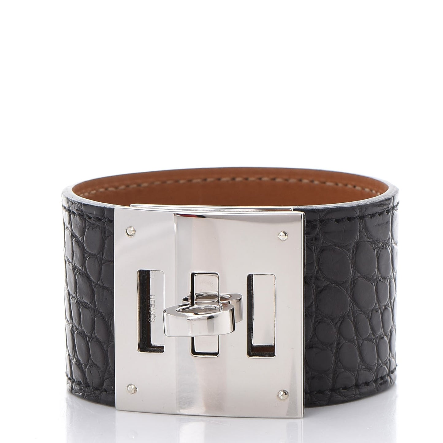 Matte Alligator Kelly Dog Cuff Black
