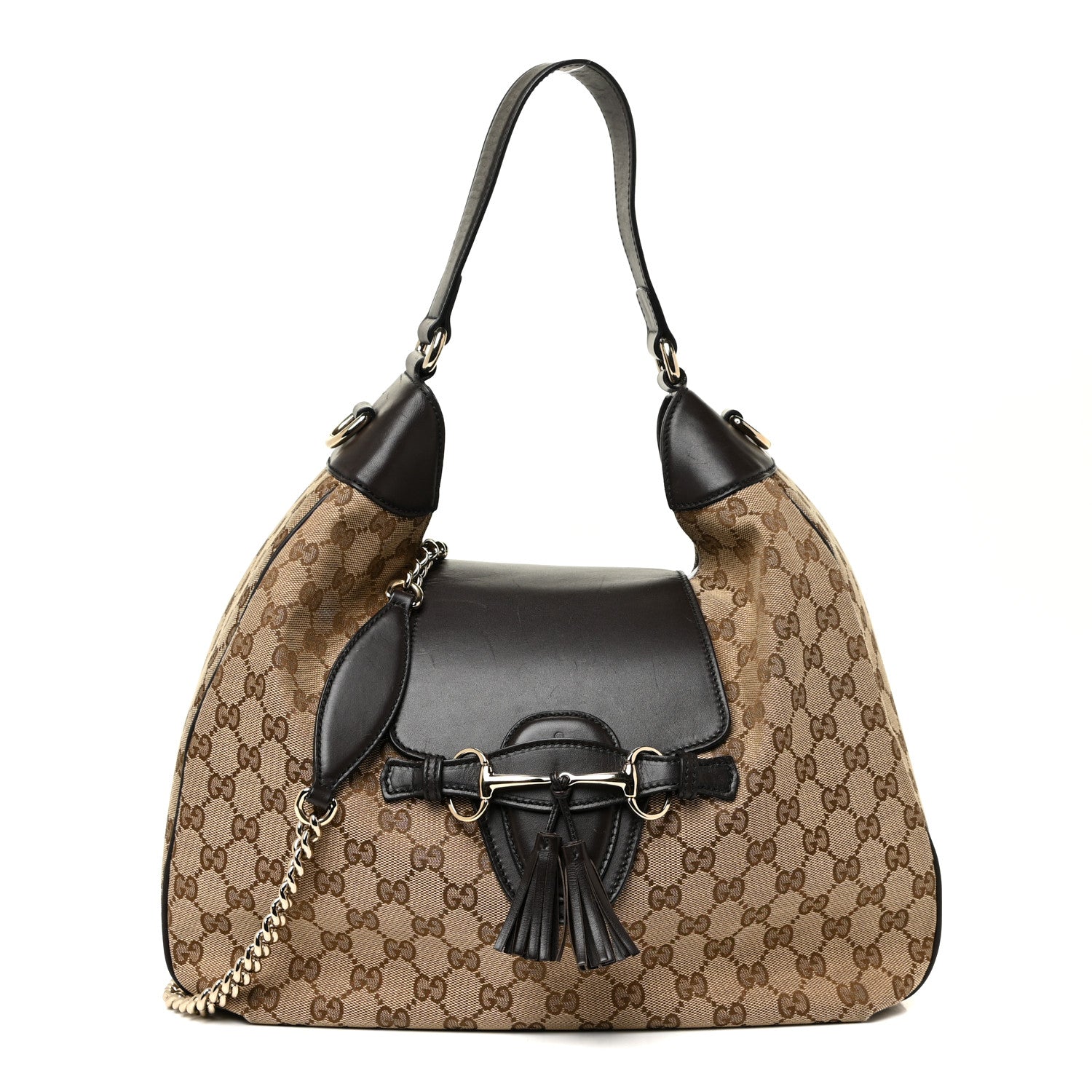 Gucci Monogram Margaux Calfskin Medium Emily Hobo Beige Ebony Cocoa 1 of 19