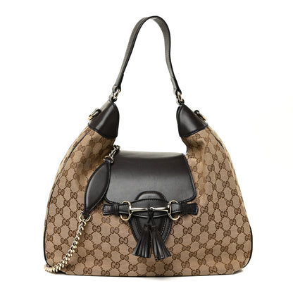 Gucci Monogram Margaux Calfskin Medium Emily Hobo Beige Ebony Cocoa 1 of 19
