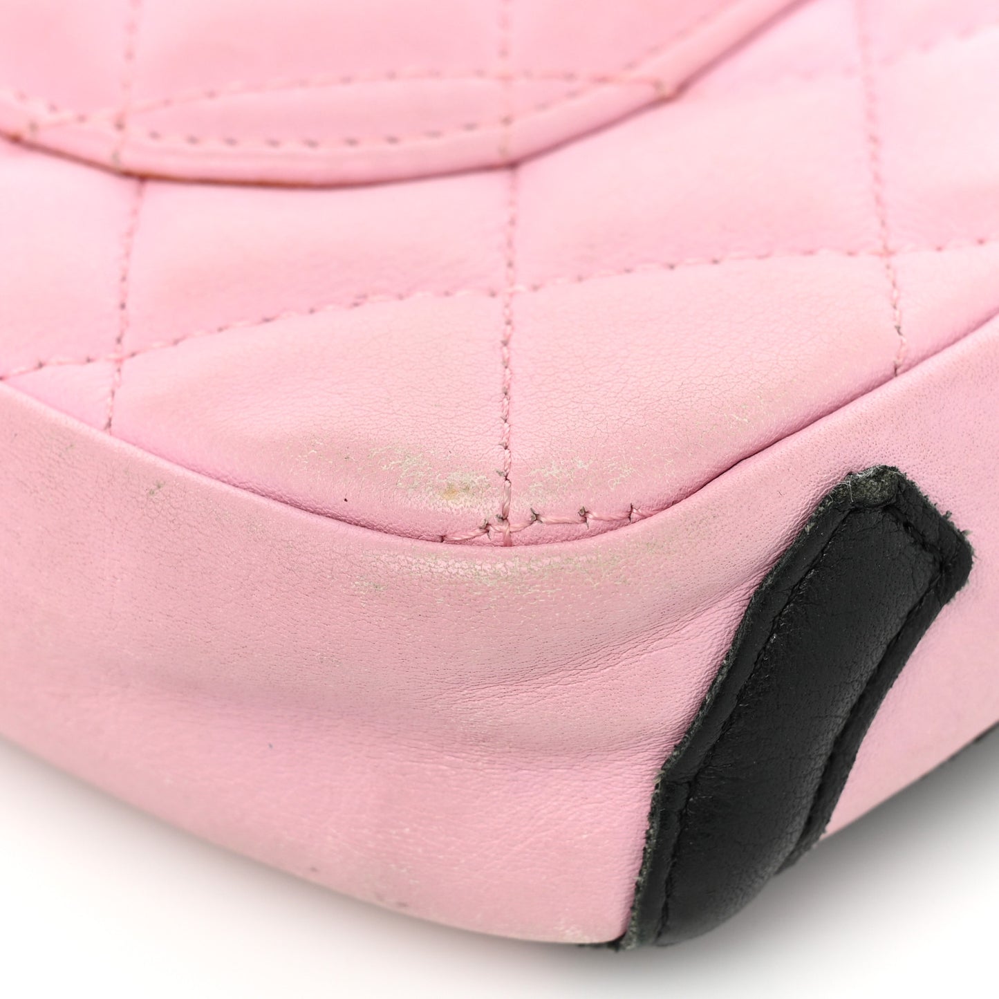 Calfskin Quilted Cambon Pochette Pink Black