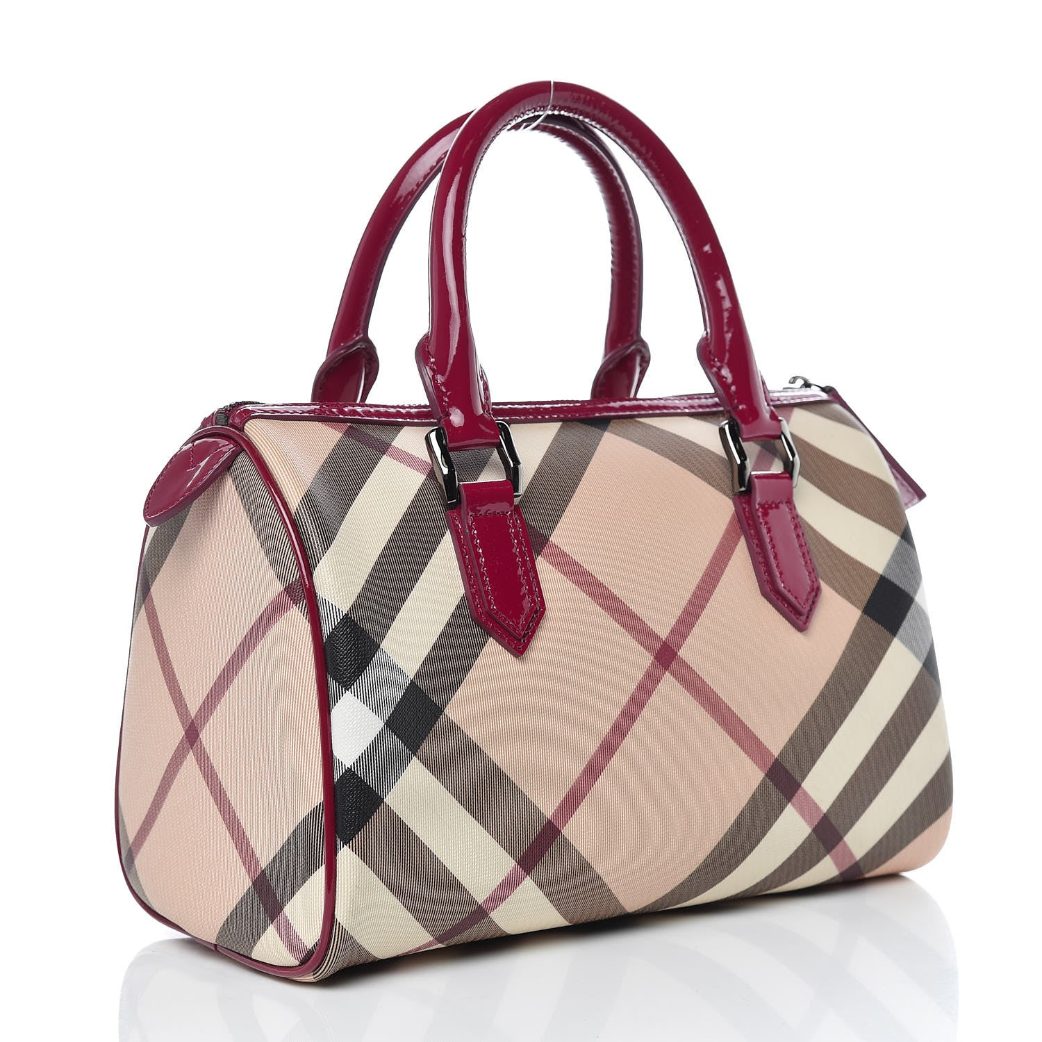 Burberry Patent Nova Check Chester Bowling Bag Raspberry Sorbet 3 of 12