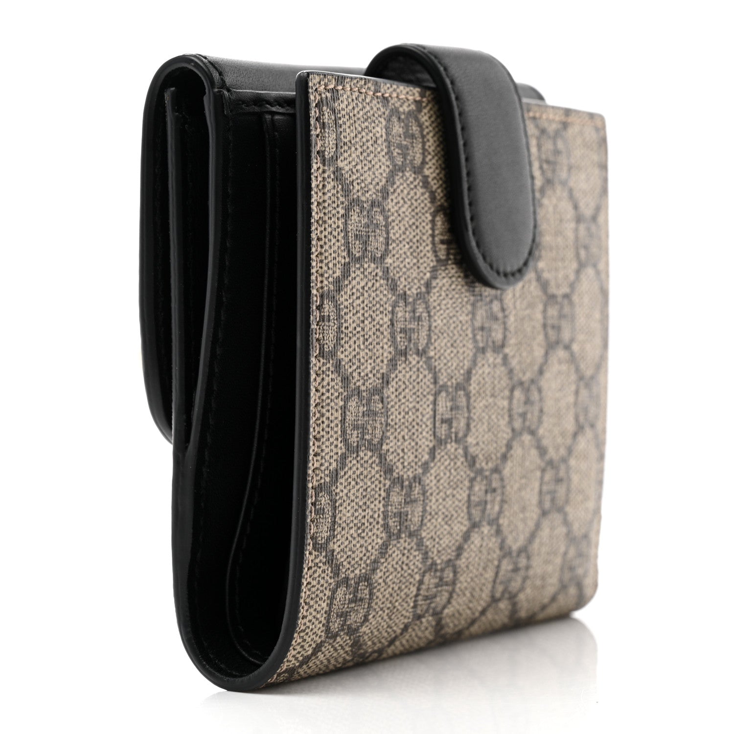 Gucci GG Supreme Monogram Pearl Studded French Wallet Black 3 of 8